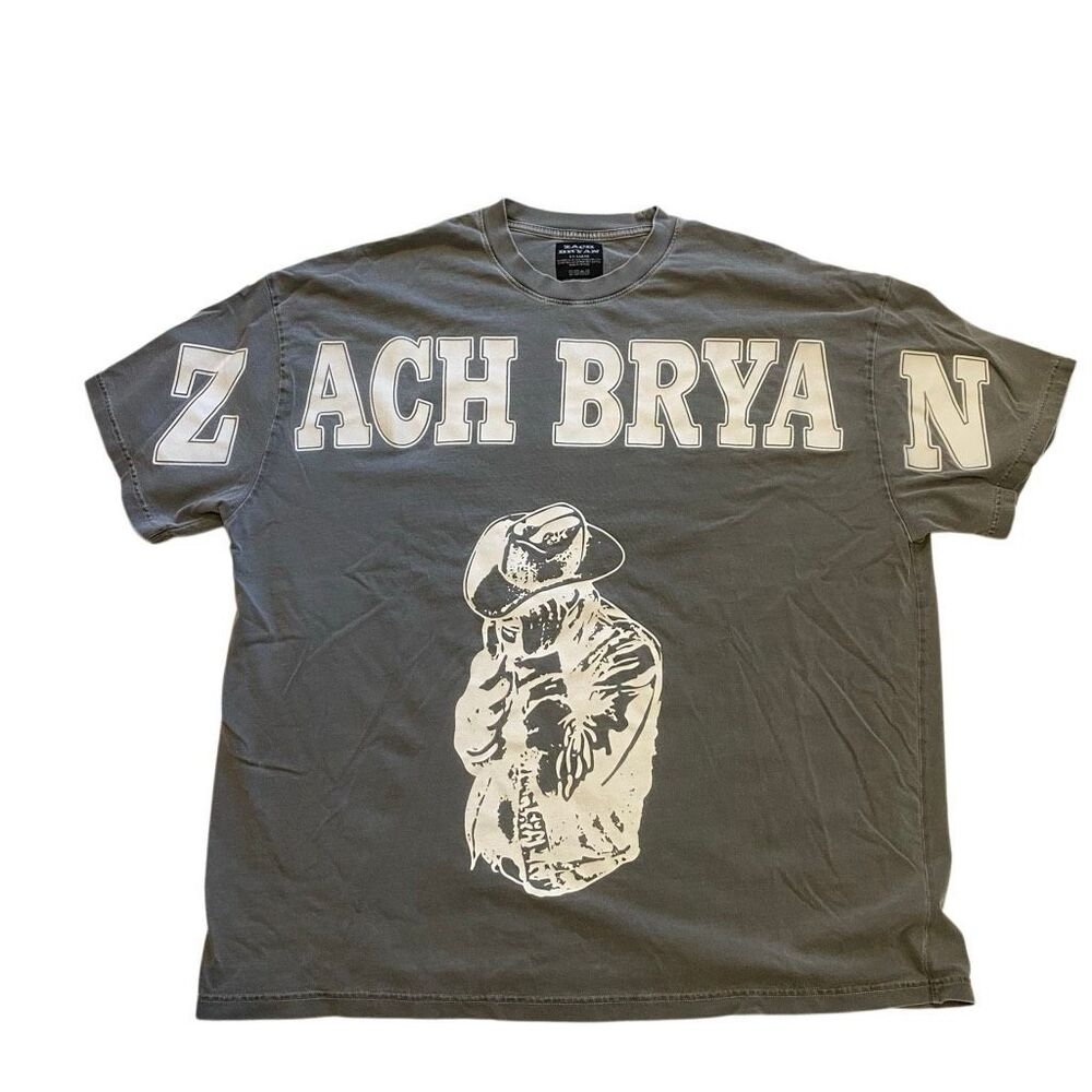 Zach Bryan Distressed Shirt Mens XX Large Gray BURN BURN BURN Tour Spell Out Log